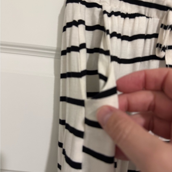 Zenana Outfitters White and Black Striped Midi Skirt with Side Knot - Picture 4 of 6